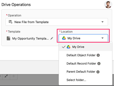 Select a docgen location