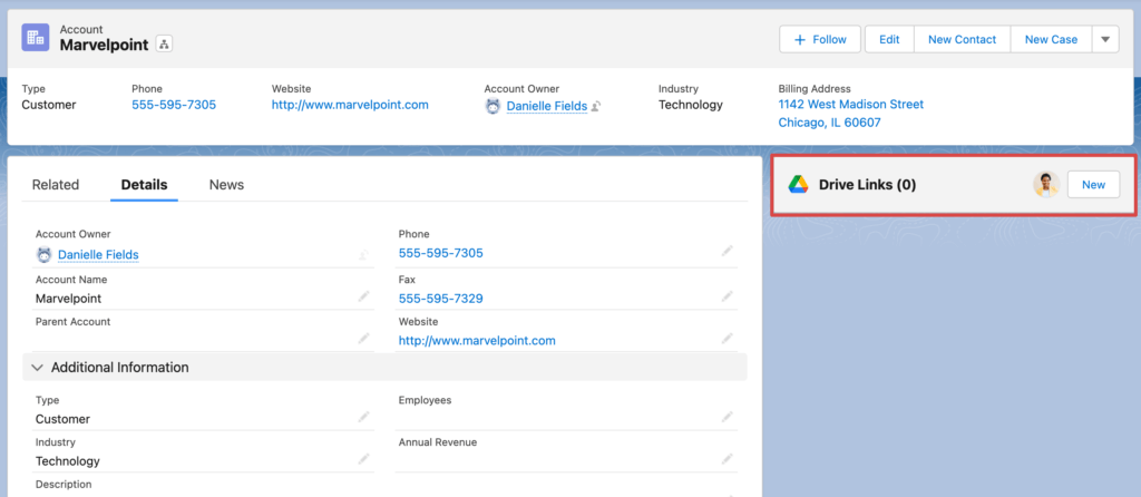 Placement of the Drive Connect Lightning Component on a record page