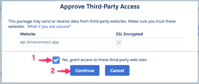 Approve Third Party Access screen