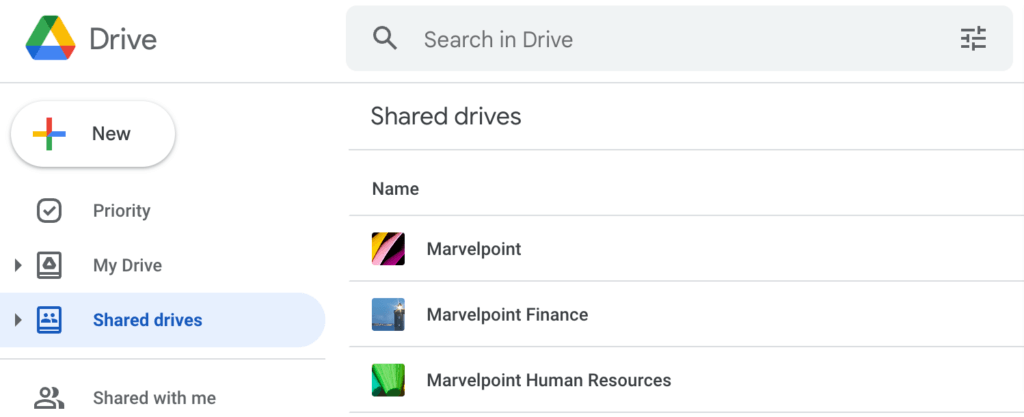 Image of multiple Shared Drives within one organization